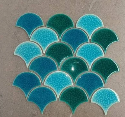 Gạch Mosaic Vảy Cá Men Rạn Đôi Mix 3 Màu EMIX11625