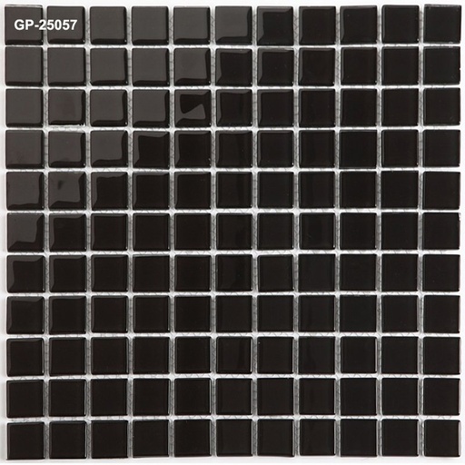 [GP - 25057] Gạch Mosaic Kính Đen Bóng Chip 25x25mm