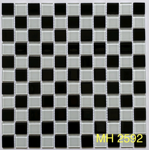 [MH2592] Gạch Mosaic Kính 25x25mm Mix Đen Trắng