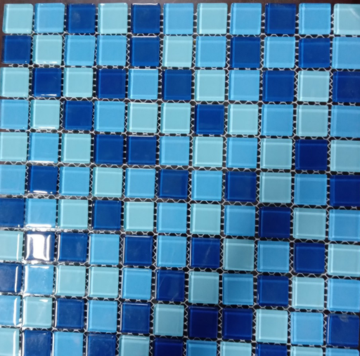 [25032] Gạch Mosaic Kính Thủy Tinh 25x25mm Mix Màu Xanh