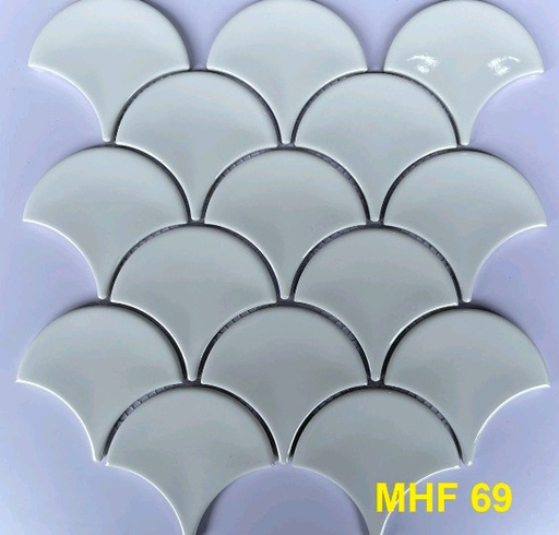 [MHF 69] Gạch Mosaic Vảy Cá Màu Trắng MHF 69